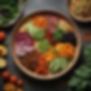 A beautifully arranged vegan meal highlighting the colors and textures of plant-based cuisine.