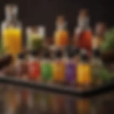 Vibrant Collection of Essential Oils A vibrant collection of essential oils used for custom candle blending.