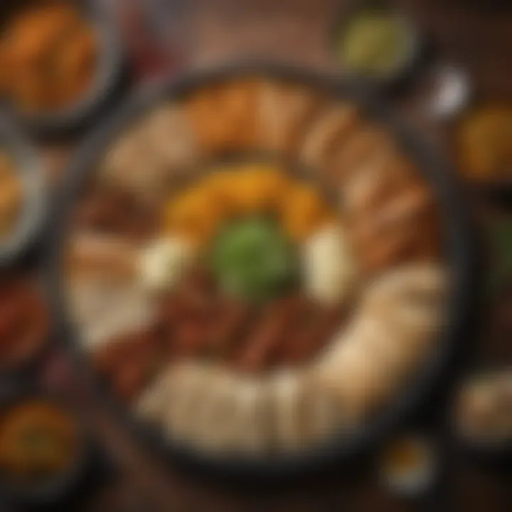 A beautifully arranged platter featuring regional specialties from India.