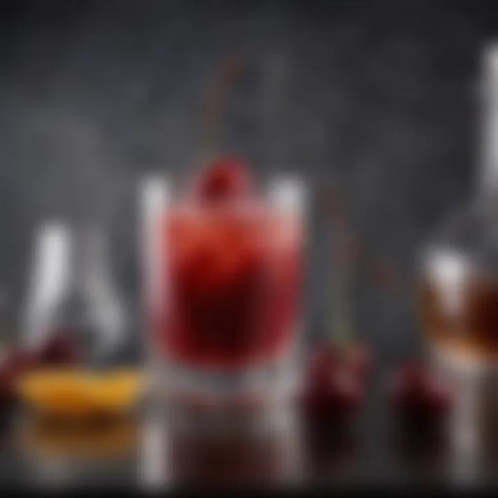 A vibrant cherry garnishing a cocktail glass