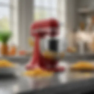 Kitchen Countertop with KitchenAid Stand Mixer and Pasta Press An organized kitchen countertop featuring the KitchenAid mixer and pasta press