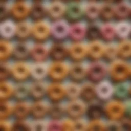 A captivating display of assorted Krispy Kreme donuts showcasing a variety of flavors and designs