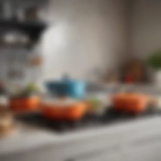 Elegant Le Creuset cookware displayed on a modern kitchen countertop