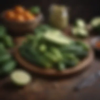 Fresh cucumbers and spices essential for pickling
