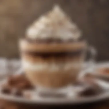 A close-up view of rich mocha topped with whipped cream and chocolate shavings