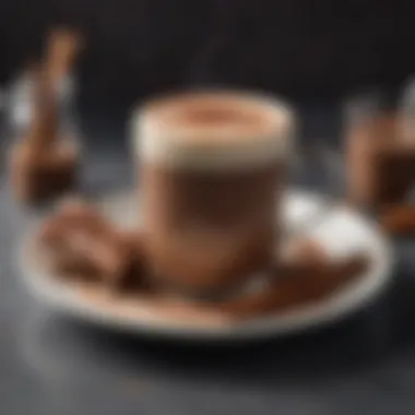 A beautifully styled beverage with mocha and hot chocolate garnished with a cinnamon stick