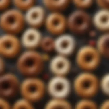 Delicious Variety of Muffin Pan Doughnuts An assortment of freshly baked muffin pan doughnuts with various toppings