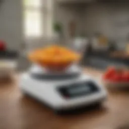 Precision digital scale measuring ingredients for recipes