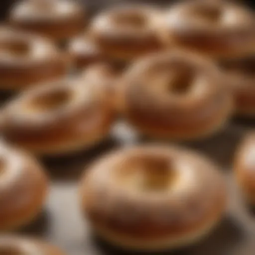 Freshly baked New York bagels ready for topping