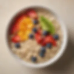 Bowl of oatmeal topped with fresh fruits