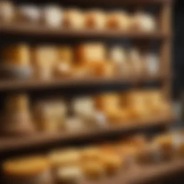 Artisan Oka Cheese Varieties Artisan Oka cheese display with various varieties