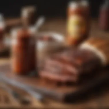 Oklahoma Joe's Rib Rub - A Culinary Essential A stylish jar of Oklahoma Joe's Rib Rub with a backdrop of barbecue tools.