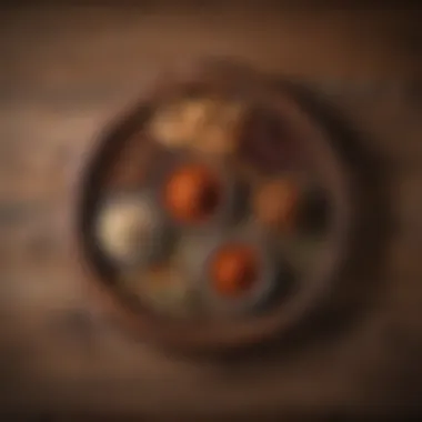 The Spice Components of Oklahoma Joe's Rib Rub A rustic wooden table adorned with various spices used in Oklahoma Joe's Rib Rub.