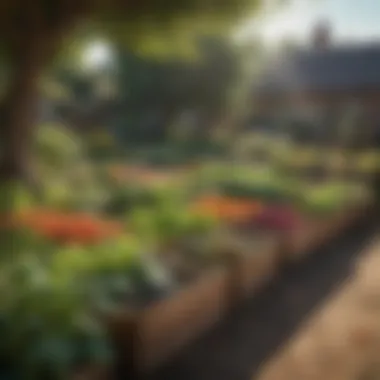 A vibrant community garden with organic produce