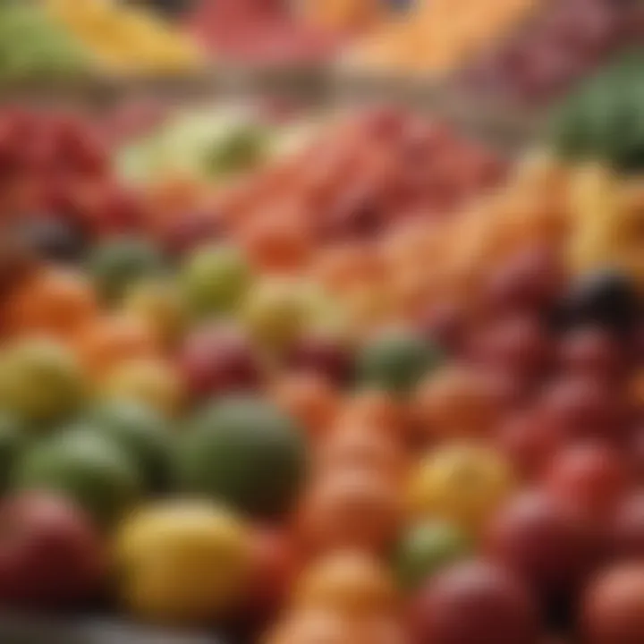 An assortment of organic fruits in a grocery store