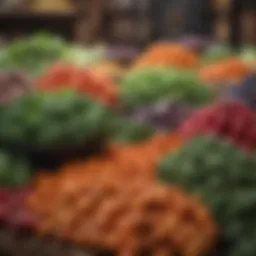 Fresh organic vegetables at a local market