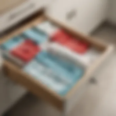 Storage of Pampered Chef Kitchen Towels Organized storage of Pampered Chef kitchen towels in a drawer