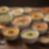 Variety of Panera soups in bowls