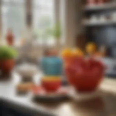 Pioneer-Inspired Dishware in a Modern Kitchen Modern kitchen featuring pioneer-inspired dishware artfully arranged.
