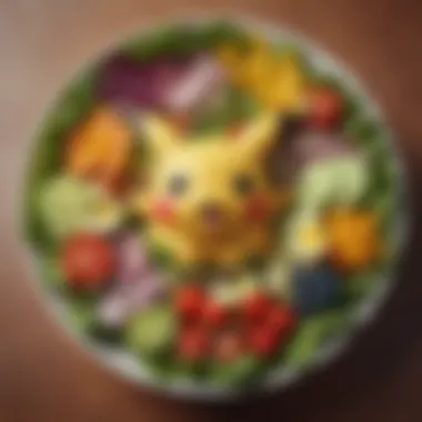 A colorful salad inspired by various Pokémon types