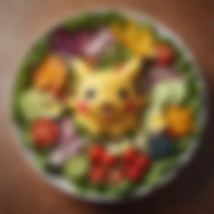 A colorful salad inspired by various Pokémon types