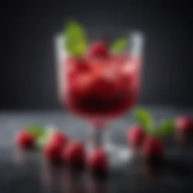 Artful Raspberry Cocktail Artfully arranged raspberry cocktail garnished with fresh mint leaves