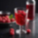 Raspberry flavored liqueur in an elegant glass, showcasing its vibrant color