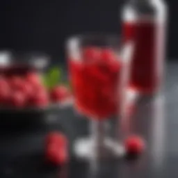 Raspberry flavored liqueur in an elegant glass, showcasing its vibrant color