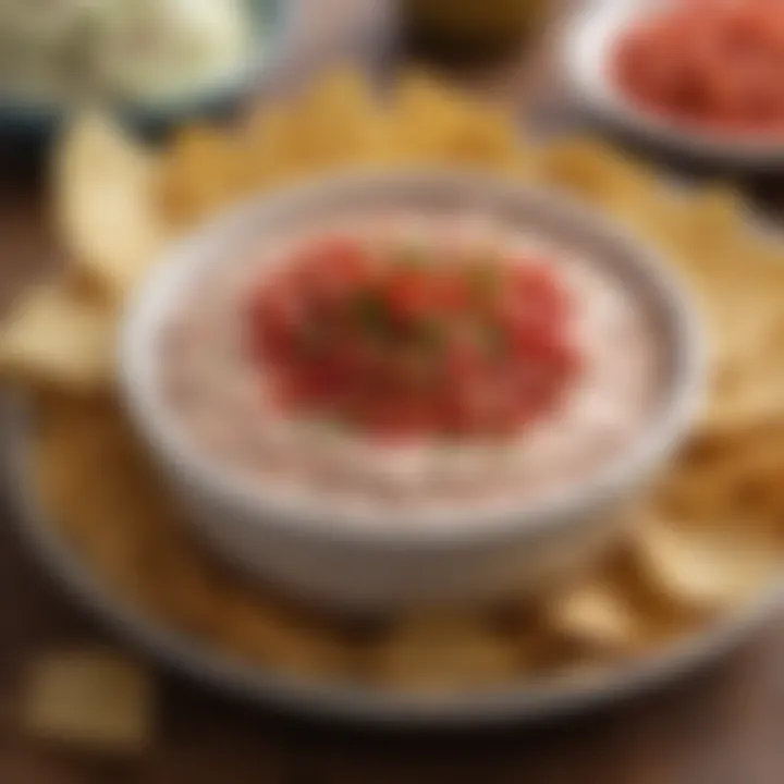 A vibrant bowl of Rotel chip dip with fresh ingredients