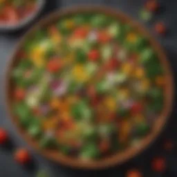 A vibrant salad with fresh greens and colorful vegetables
