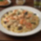 Delicious Seafood Alfredo presented on a plate