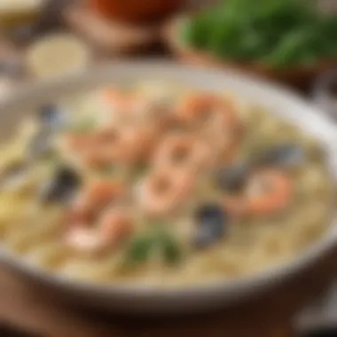 Fresh Ingredients: The Heart of Seafood Alfredo Fresh seafood ingredients ready for the dish