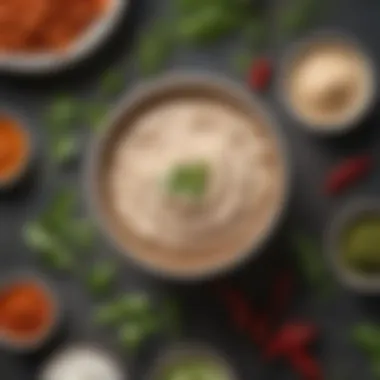 A close-up of key ingredients for chipotle ranch, including chipotle peppers and fresh herbs.