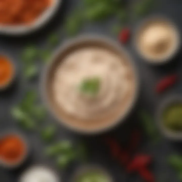 A close-up of key ingredients for chipotle ranch, including chipotle peppers and fresh herbs.