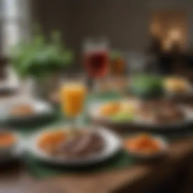Irish Food and Drink Pairing Experience An elegant table setting with traditional Irish food and drink pairings