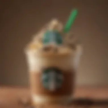 Artistic representation of a Mocha Cookie Crumble Frappuccino with cookie crumbles on top