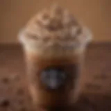 Close-up view of the rich chocolate layers in a Mocha Cookie Crumble Frappuccino