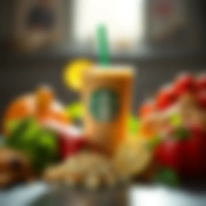 An artistic arrangement of ingredients used in Starbucks' Sunshine Drink, emphasizing freshness and flavor