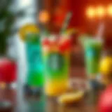 A vibrant display of Starbucks' Sunshine Drink showcasing its refreshing colors and ingredients