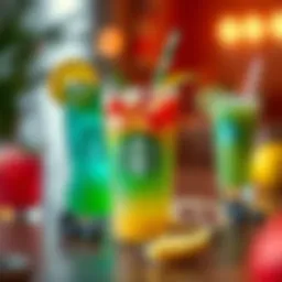 A vibrant display of Starbucks' Sunshine Drink showcasing its refreshing colors and ingredients
