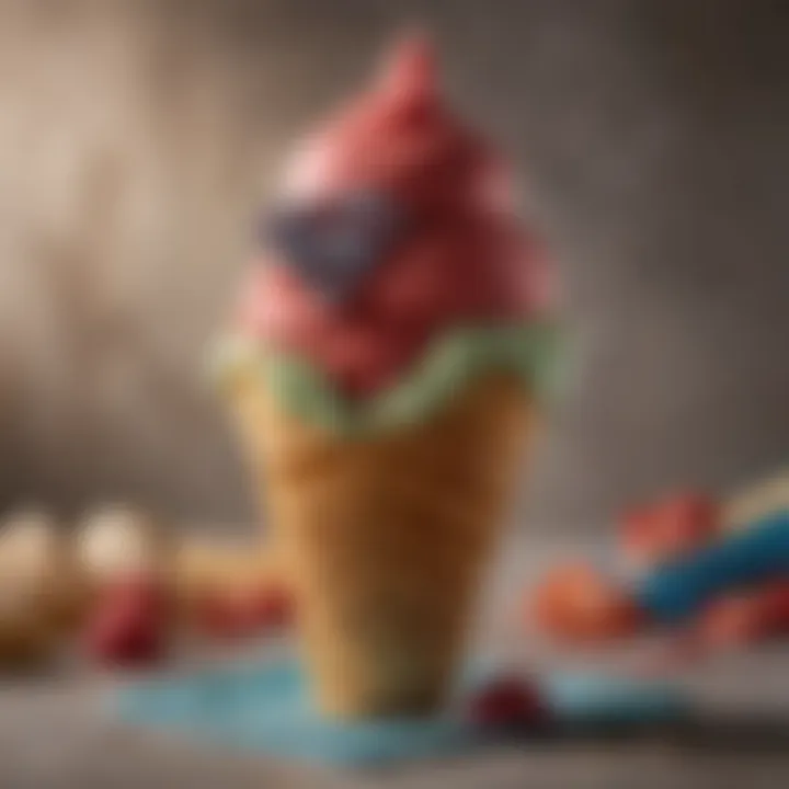 Colorful scoop of Superman ice cream in a waffle cone