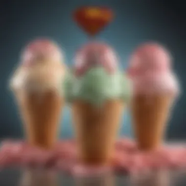 Superman Ice Cream Among Other Flavorful Options A variety of ice cream flavors including Superman ice cream at an ice cream parlor