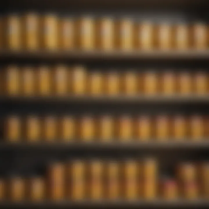 A vibrant display of various canned sweetcorn products on a kitchen shelf