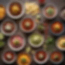 A selection of vibrant taco salsas in various bowls