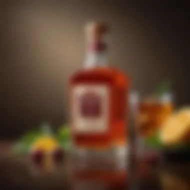 Elegant Amaretto Bottle Highlighting Its Rich Color Elegant Amaretto bottle showcasing its rich color