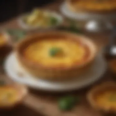 A beautifully baked cheese quiche showcasing a golden crust.