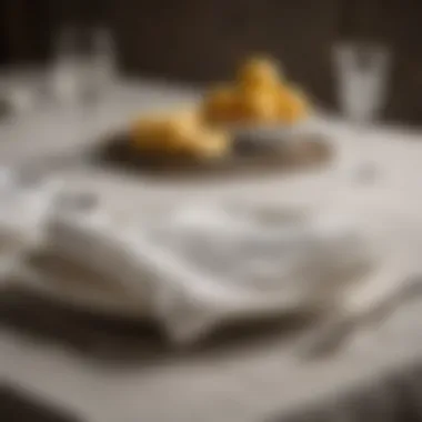 Artfully arranged cheesecloth napkins on a beautifully set dining table