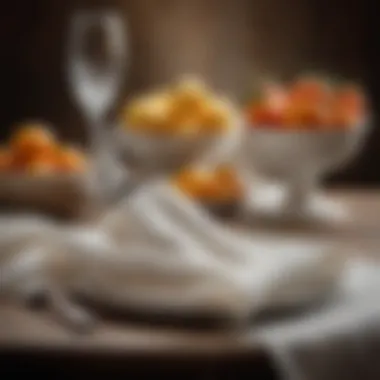 Culinary Presentation with Cheesecloth Napkins Cheesecloth napkins creatively used in a culinary presentation