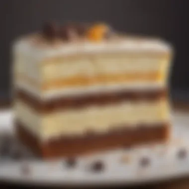 A close-up view of a Milkbar cake slice revealing rich textures