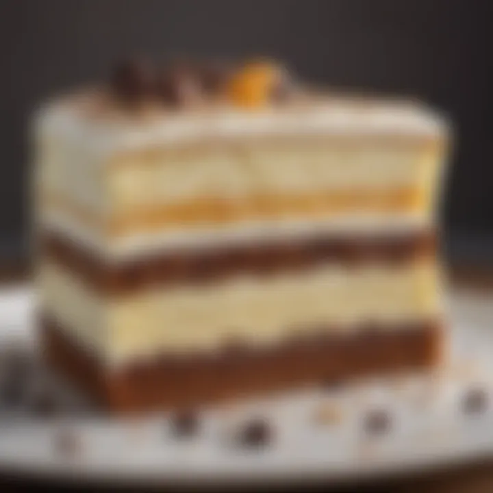 A close-up view of a Milkbar cake slice revealing rich textures